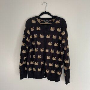 Hello Kitty ModCloth Collab Women's Black & Gold Glitter Cardigan Plus Size 2X